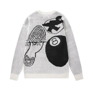 ​​stussy relaxed fit crew neck knit sweater (white​)