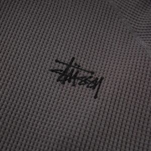 stussy waffle long sleeve beige
