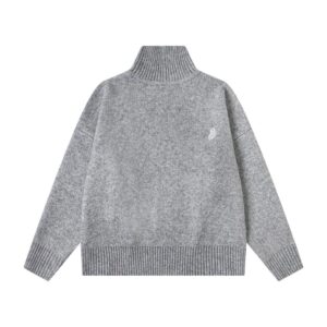 stussy high neck knit sweater black/gray