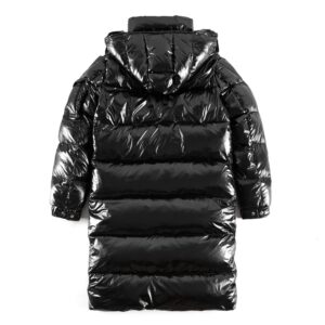 moncler hanoverian fw21 long hooded glossy down coat​ black
