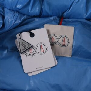 moncler maya fw22 short hooded down jacket​ blue