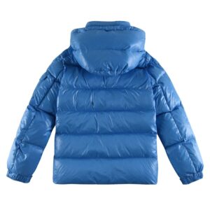 moncler maya fw22 short hooded down jacket​ blue