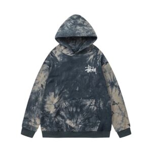 stussy tie dye hoodie gray blue