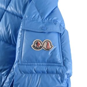 moncler maya fw22 short hooded down jacket​ blue