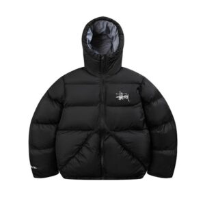 stussy embroidered puffer jacket multi color