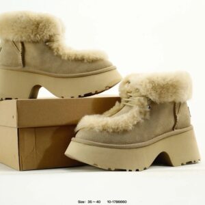 ugg wool platform winter boots beige