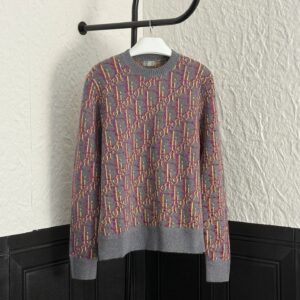 dior oblique jacquard sweater pink grey