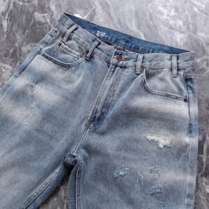 ​​celine cut off washed denim jeans blue​