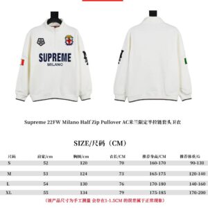 supreme 22fw milano half zip pullover white