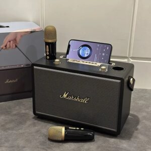 marshall dual mic stereo speaker black